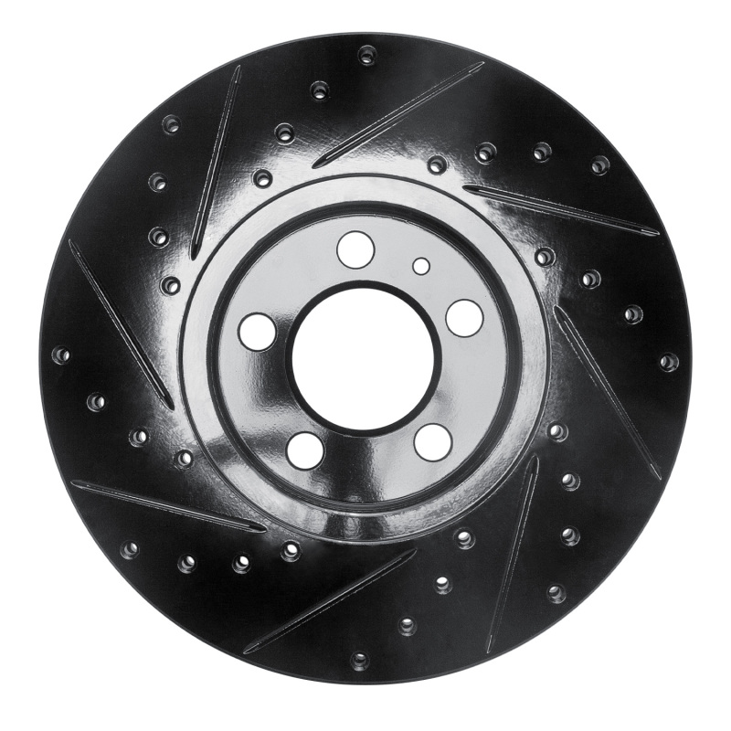 Audi A1 Brake Rotor (1) - Front Right - R1 Concepts - Drilled & Slotted - Black - `98-`18
